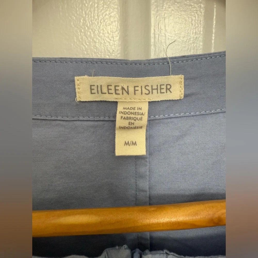 Eileen Fisher Sleeveless Organic Cotton Poplin Dress Quarter Zip Light Blue Sz M - Picture 4 of 10